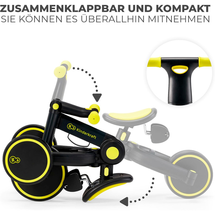 Триколісний велосипед Kinderkraft 4TRIKE 3в1: біговел, самокат, велосипед, чорний (12 міс - 5 років)