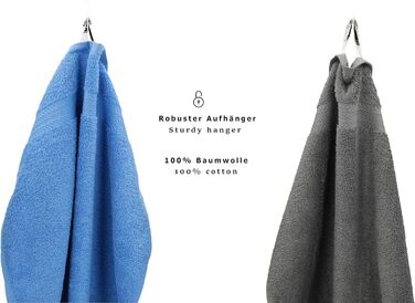 Набір рушників Premium 100 бавовна 2 рушники для душу 4 рушники для рук 2 рушники для гостей 2 рукавички для прання Колір блакитний та антрацит, 10-TLG.