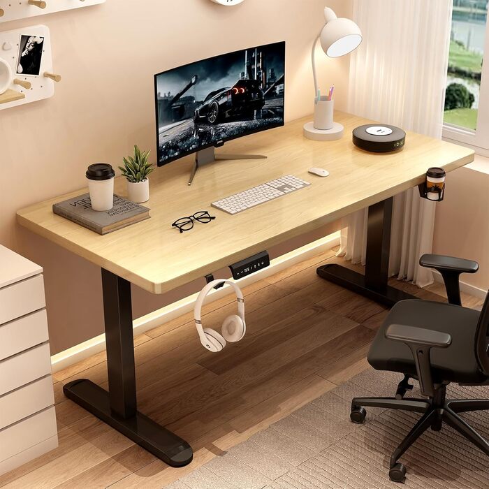 Регульований за висотою стіл (підйомний) електричний з 2 моторами, чорний. Панель керування з 3 пам'яттю, максимальне навантаження 200 кг. Тільки каркас.