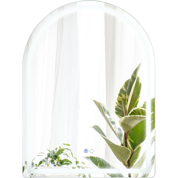 Дзеркало для ванної кімнати RELAX4LIFE з підсвіткою, настінне, напівкругле, 80 x 60 см, LED, сенсорне керування, функція пам'яті, запобігання запотіванню, без рами, 3 кольори світла, регулювання яскравості