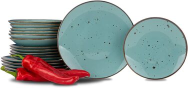 Набір посуду Konsimo Combi на 6 персон Сучасний набір тарілок з оксиду алюмінію 18 предметів Столовий сервіз - Столовий сервіз та набори посуду - Комбінований столовий сервіз на 6 персон - Сімейний набір для вечері - Барвистий посуд (Котедж Тіффані)