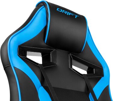 Крісло DRIFT GAMING DR50 -DR50B - професійне, регульоване по висоті, крісло-гойдалка, м'які підлокітники, штучна шкіра, 67 x 122-131 x 67 см (Синій, Сучасний)