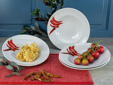Набір посуду серії, 4 предмети (тарілка для пасти, перець чилі), 23436
