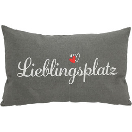 Подушка Lieblingsplatz сіра - 50x30 см - диванна подушка напис прикраса диван диванна подушка декоративна подушка м'яка подушка