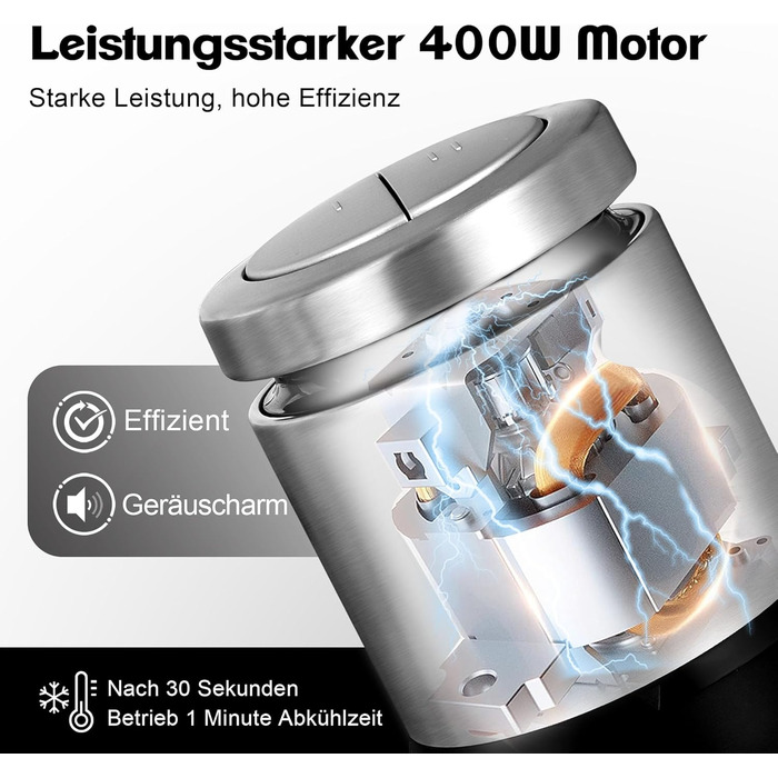 Електричний кухонний подрібнювач Zerkleinerer Küche 400W з 2 чашами (2L+2L) та подвійними лезами з нержавіючої сталі. Подрібнювач для м'яса, овочів, цибулі, фруктів. Срібний колір.