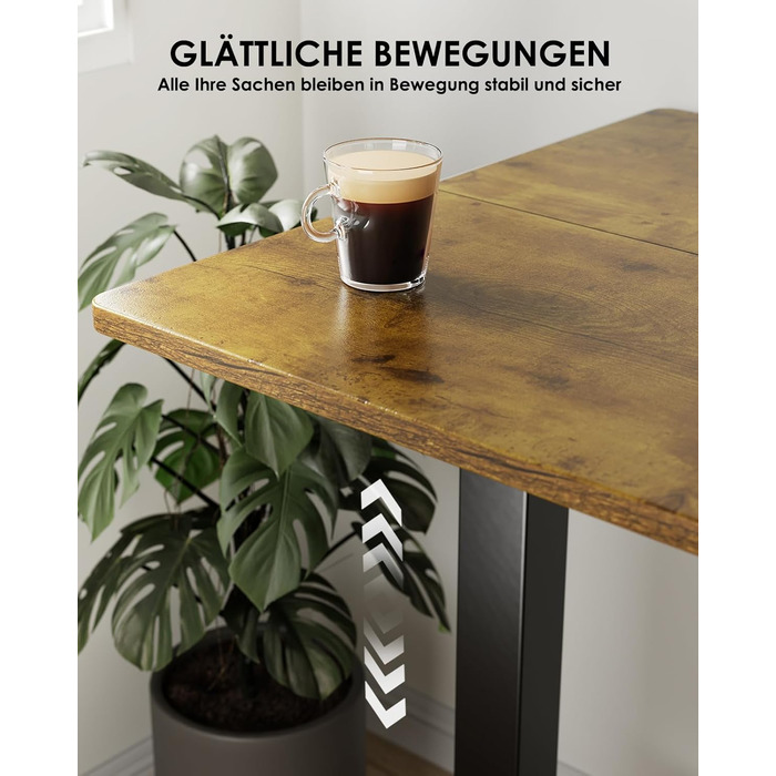 Електричний регульований стіл ErGear 140x70 см з пам'яттю, для дому та офісу, з підключенням, вінтажний, колір дерева