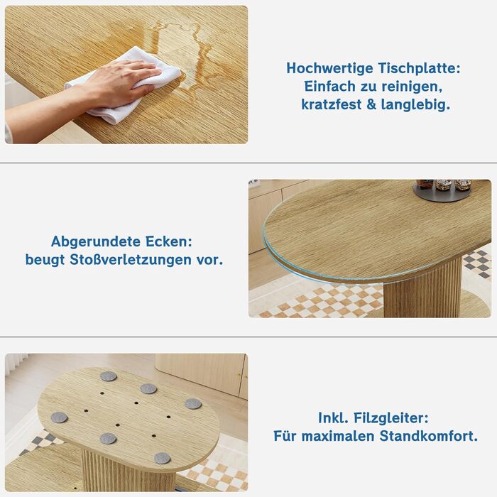 Обідній стіл WAFTING овальної форми, сучасний дизайн, для 4-6 осіб, 160x90x75 см, шпон дуба