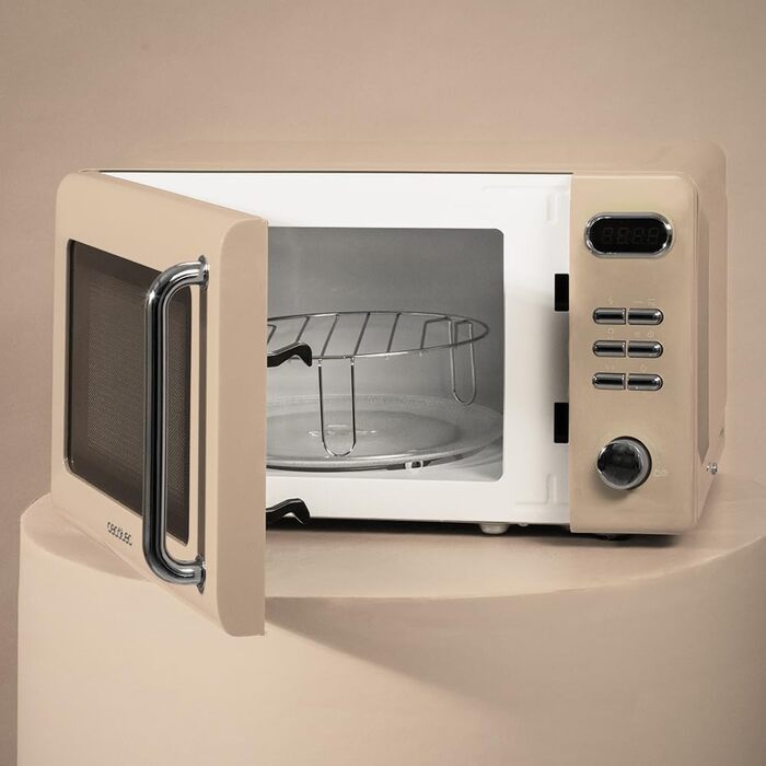 Мікрохвильова піч Cecotec Proclean 3010 Retro, 20 л, 700 Вт, механічна, 6 режимів, таймер до 30 хв, режим розморожування, вінтажний дизайн, зелений, сталевий корпус