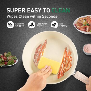 Набір посуду MAISON ARTS 12 предметів: каструлі та сковорідки з антипригарним покриттям, гранітне покриття, для плити та індукції, бежевий