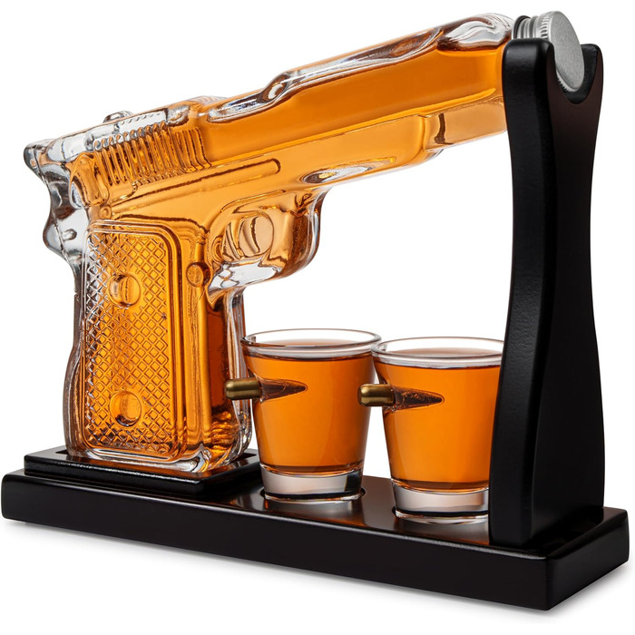 Набір для віскі: карафа, пістолет-карафа, гвинтівка-карафа, скляний набір для віскі чорного кольору