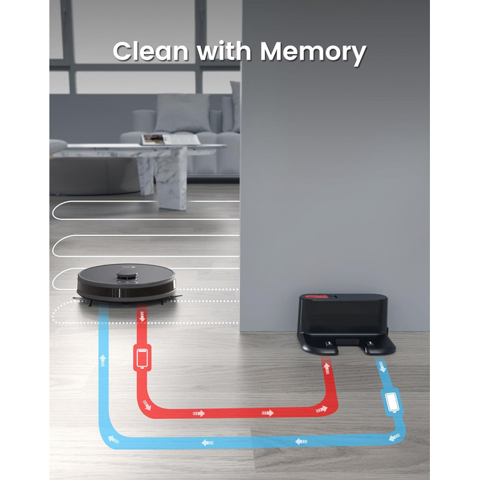 Робот-пилосос LEFANT M1B з функцією миття, лазерною навігацією ToF, уникненням перешкод, керуванням через додаток та Alexa, антизаплутуванням для шерсті тварин та килимів, білий