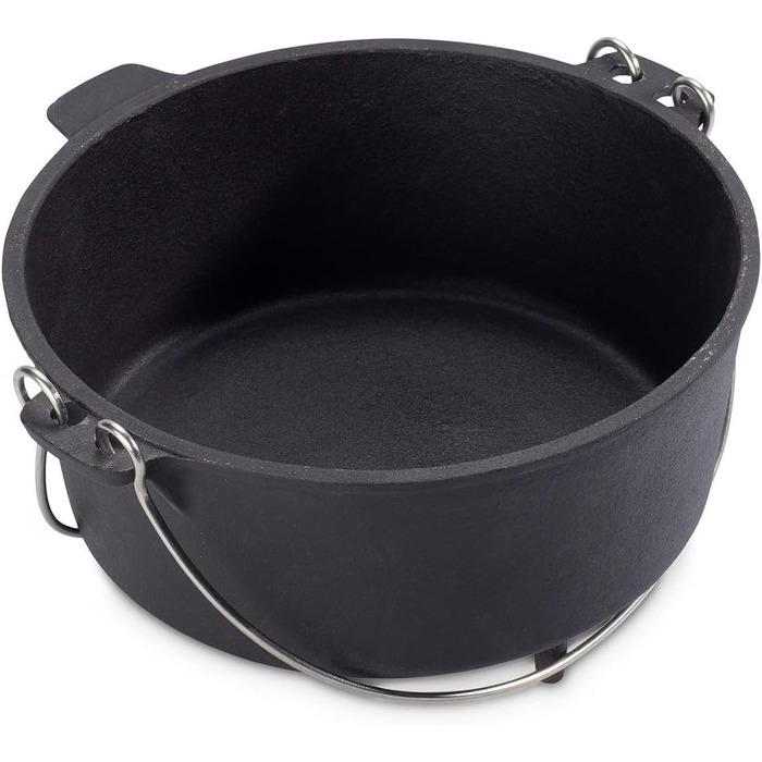 Нідерландський казанок Echtwerk Dutch Oven з чавуну, 4.9 л, готовий до використання, кришка-сковорода, для гриля, чорний, лімітована серія