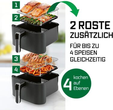 Фритюрниця повітряна GOURMETmaxx з 2 камерами, 10 л, сіра | 2x 5 л | з сенсорним дисплеєм