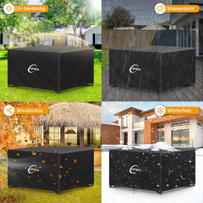 Чохол для садово-патіо меблів Kipiea, водонепроникний, прямокутний, 242x162x100 см, захист від снігу та сонця