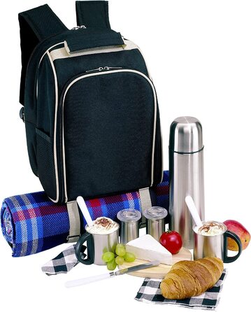 Невідомий рюкзак для пікніка, сумка для пікніка на 2 особи з відділенням для холодильника, рюкзак-холодильник з аксесуарами, сумка-холодильник без ковдри для пікніка