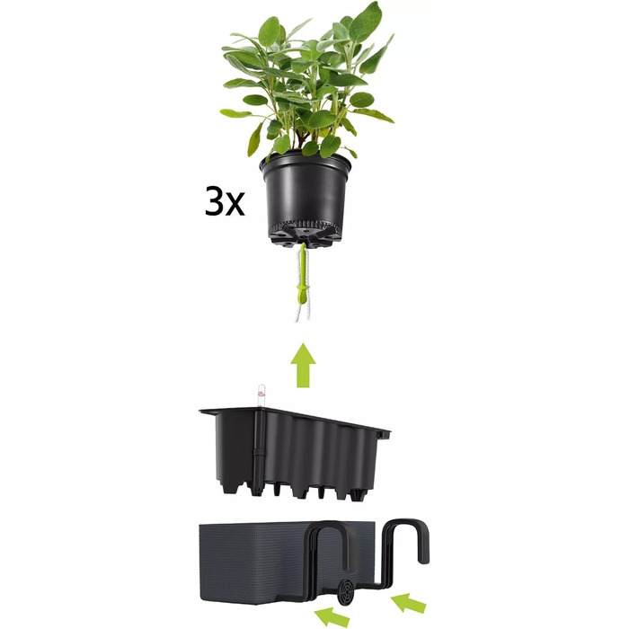 Горщик LECHUZA CUBE Color Triple (Сірий Шлахтер) 13680 (40x14x13,5 см)