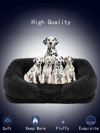 Ортопедичне плюшеве ліжко для собак Vinnypet Диван для собак з ефектом пам'яті пухнастий знімний ергономічний кошик для собак Килимок для собак миється нековзний ліжко для кішок 2XL 120x80x20 см Темно-сірий