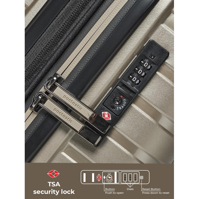 Набір валіз Pactastic 3 шт. з поліпропілену | Розширюваний, з TSA-замком та 4 колесами | Для жінок та чоловіків (Collection 04) Champaign Metallic