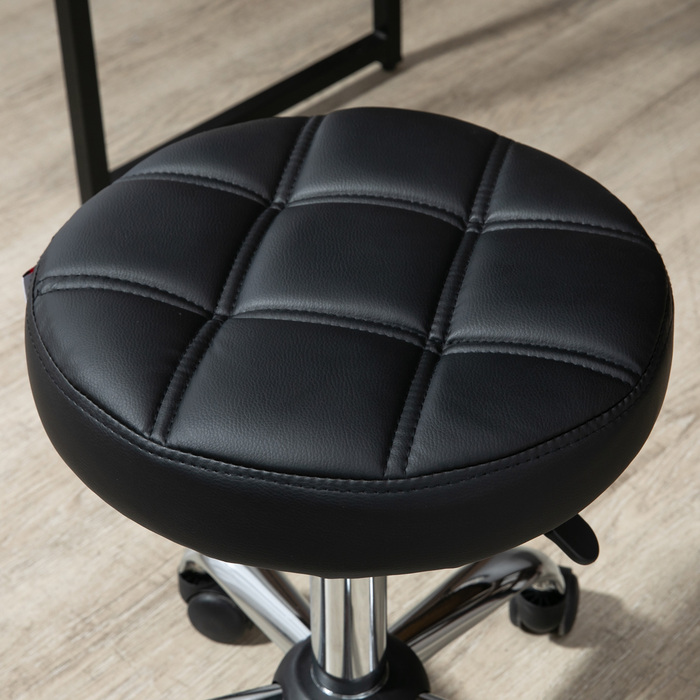 Vinsetto Stool Регульований по висоті поворотний робочий табурет Black Ø35.5 см, штучна шкіра для офісу та салону 51-67 см