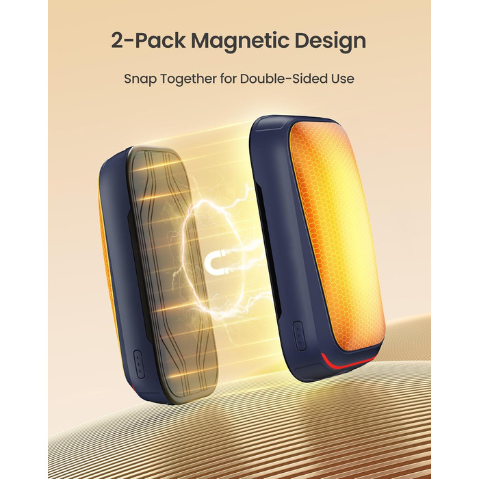 Електричний грілка для рук Gaiatop 2 шт. з магнітом, 4000mAh, USB, багаторазовий, швидкий нагрів 3s, 3 режими, компактний, для рукавичок, подарунок для чоловіків та жінок (блакитний)