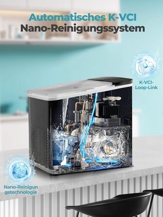 Льодогенератор Fohere портативний самоочисний, 14 кг/24 год, 2 розміри льоду, компактний, чорний - для дому, бару, офісу, кемпінгу