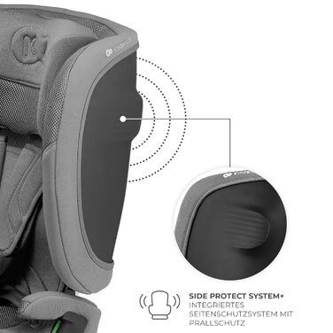 Автокрісло Kinderkraft FIX2GO i-Size 76-150 см (15 міс - 12 років), сіре, ISOFIX, з SPS+, H-GUARD+, 5 положень, з пранням чохла