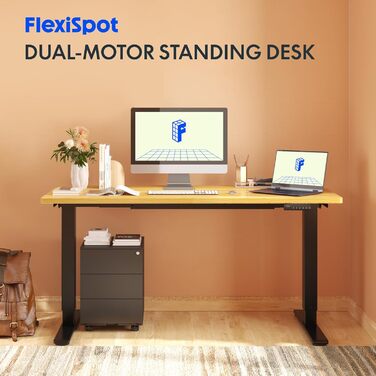 Регульований за висотою стіл FlexiSpot з 2 моторами, стільниця 25 мм, ергономічний офісний стіл 120 x 80 см, горіх, чорна металева рама