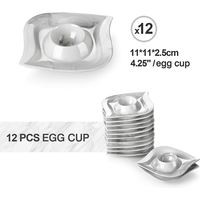 МАЛАКАСА, серія Ельвіра, 60 шт. Набір посуду з мармурової порцеляни комбінований сервіз столові прилади з чашками, блюдцями, десертними тарілками, суповими тарілками і плоскими тарілками на 12 персон (чашка для яєць на 12 чайних ложок)