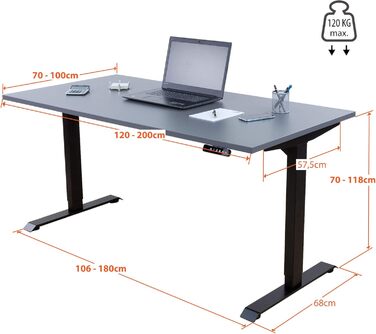 Електричний регульований стіл Albatros Lift S5: металеве шасі, ніжки, підставка | До 120 кг | Для широких стільниць 2м | Білий