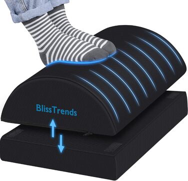 Підставка для ніг під стіл BlissTrends - регульована, для офісу, дому та авто, чорна, X-Large