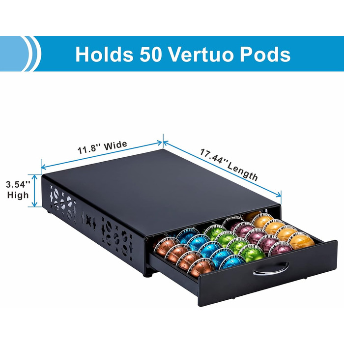 Тримач для капсул Vertuo Rice Rat – 50 капсул, чорний, скляний, для Nespresso Vertuo