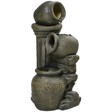 Фонтанчик із регульованим насосом, стійкий до погодних умов, 25 см x 24 см x 60 см, сірий