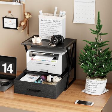 Підставка для принтера з ящиком, стіл-організатор, чорний. Підходить для офісу, дому, школи, копіювальних машин та сканерів