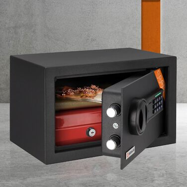 Сейф домашній з кодовим замком та LED-дисплеєм 20x31x20 см, 11 л. Сталевий міні-сейф для дому або офісу. Захисна скринька для цінностей, грошей та іншого.