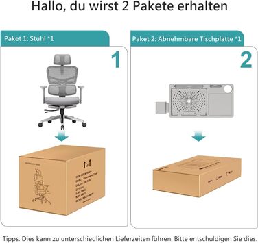 Офісне крісло Newtral Ergonomic NT002 з регульованою підголівником та підлокітниками (сірий), знімний стіл