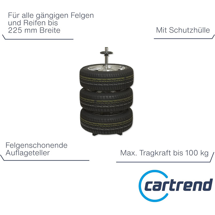 Стійка для дисків Cartrend з захисною оболонкою, для зберігання 4 автодисків, ширина до 225 мм