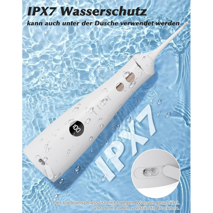 Електрична насадка для душу Munddusche: 5 струменів, 4 режими, для догляду за порожниною рота, водонепроникність IPX7, для дому та подорожей