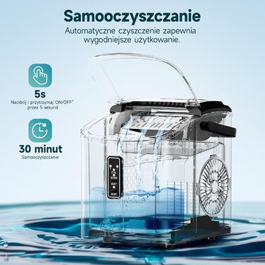 Машина для приготування льоду EUHOMY, 1.2L, срібна: швидка, портативна, самоочисна