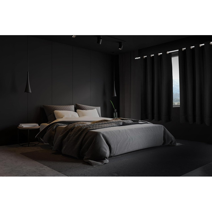 Комплект штор Utopia Bedding Blackout 2 117x183 см, чорний - Теплоізоляційний та непрозорий