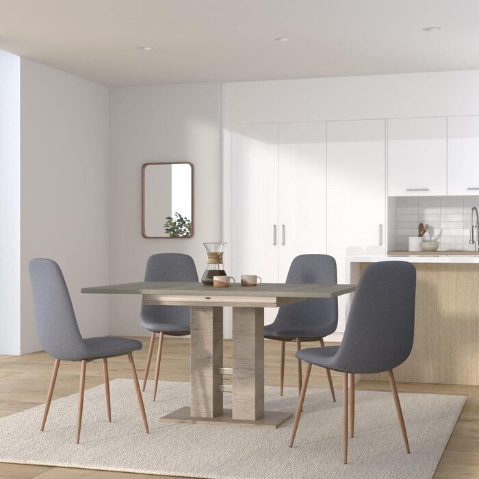 Тік Hela Helena: висувний стіл з синхронним витягом, 140-220x90 см, шпон дуба Сан Ремо