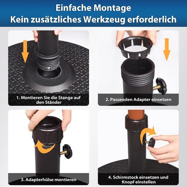 Підставка для парасольки Paramondo, кругла, срібна, з полімерного бетону, для масту діаметром до 50 мм, з адаптерними гільзами