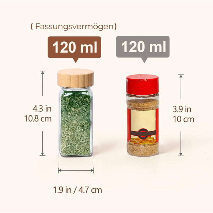Набір баночок для спецій ComSaf 24 шт. по 120 мл з мітками, бамбуковими кришками та нержавіючим сталевим воронкою