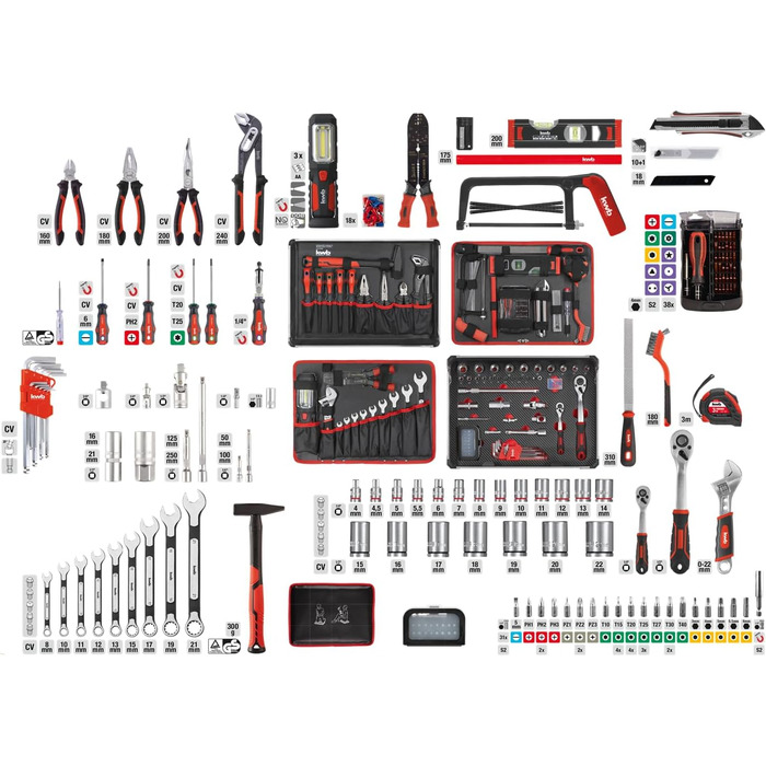 Набір інструментів kwb 175 предметів в алюмінієвому кейсі з коліщатками, замок з ключами, для майстра, дому та ремонту