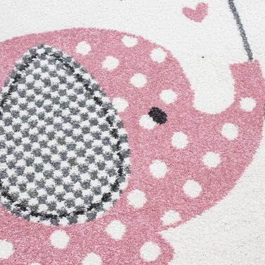 Дитячий килимок Слон з парасолькою Дизайн дитячої кімнати Дитяча кімната Ігрова кімната 11 мм Висота ворсу М'яка прямокутна кругла доріжка Розмір (140x200 см, рожевий)
