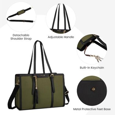 Сумка для ноутбука LOVEVOOK 15.6 дюймів: жіноча, велика, на плечі, кросбоді, канвас, для офісу, подорожей, навчання