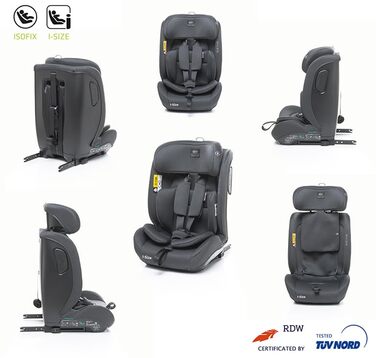 Автокрісло 4BABY Go-Fix I-Size (Graphite) для дітей 76-150 см з Isofix, регульоване, з підкладкою