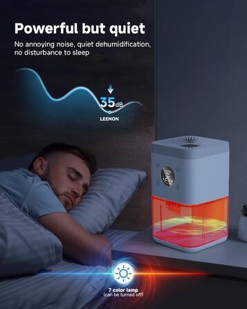 Електричний осушувач повітря 1800 мл, тихий, з функцією автоматичного відтавання, очищення повітря та захист від вологи, для спальні/ванної кімнати - білий