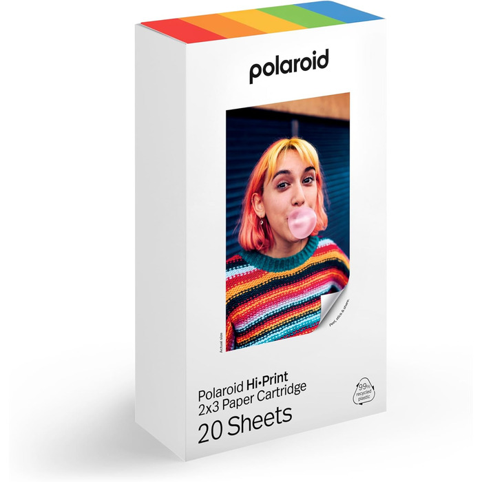 Polaroid Hi-Print 2-ге покоління: Bluetooth-принтер для фото 2x3 дюймів + папір (20 шт.) - білий