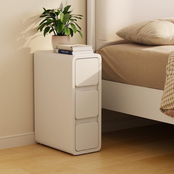 Нічний столик AQIMUELE з 2 шухлядами, білий, 30 см, без встановлення, з обшивкою з екошкіри, для спальні/вітальні