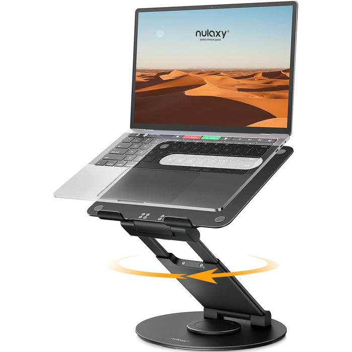 Підставка для ноутбука NULAXY регульована, 360° обертання, сіра (B-Schwarz), сумісна з MacBook та іншими ноутбуками 10-17